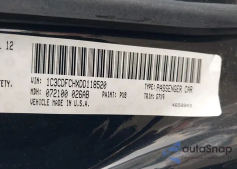 2013 Dodge Dart Limited из США, поврежденный, VIN 1C3CDFCHXDD118520